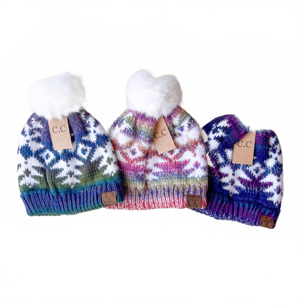 NEW CC BEANIES women's aztec beanies in teal rose purple